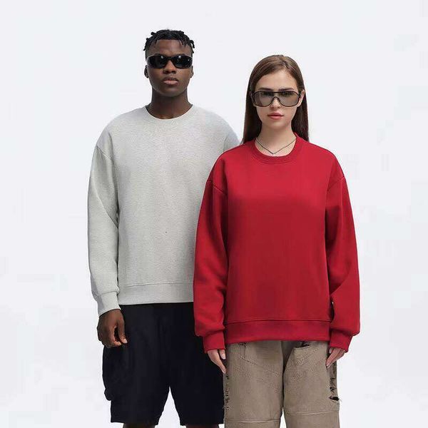 

Clothing 360g Simple Solid Color Spring and Autumn New Casual Long Sleeve Round Neck Sweatshirt, Grayish green