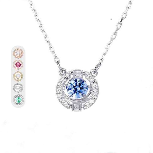 

classic designer necklace for women water drop blue crystal diamond pendant necklace stainless steel plated gold jewelry woman luxe Valentines day gift