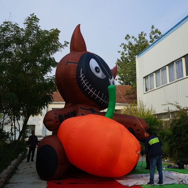 Wholesale Halloween Inflatable cat Blow Up Ghost on Pumpkin with Light Scary Halloweens Outdoor Decorations 48552351