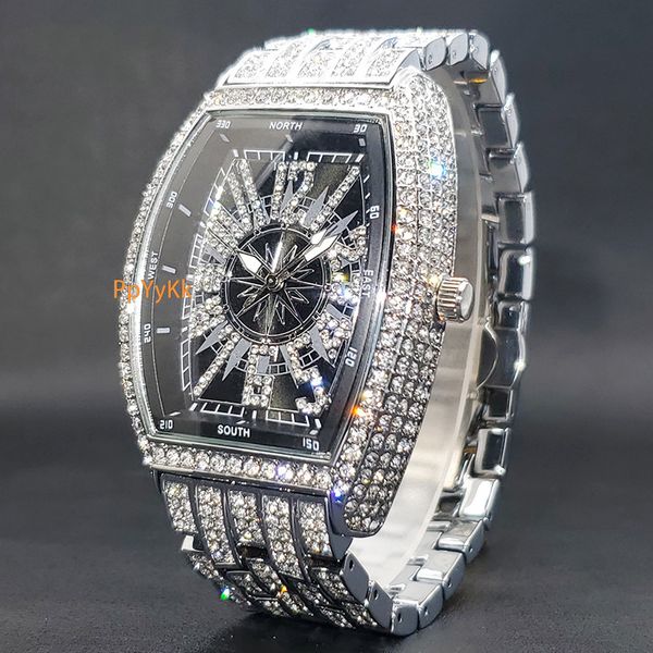 

Men's Hip hop bling bling high quality premium luxury drip flex urban streetwear statement timepieces Pass the diamond tester, Black