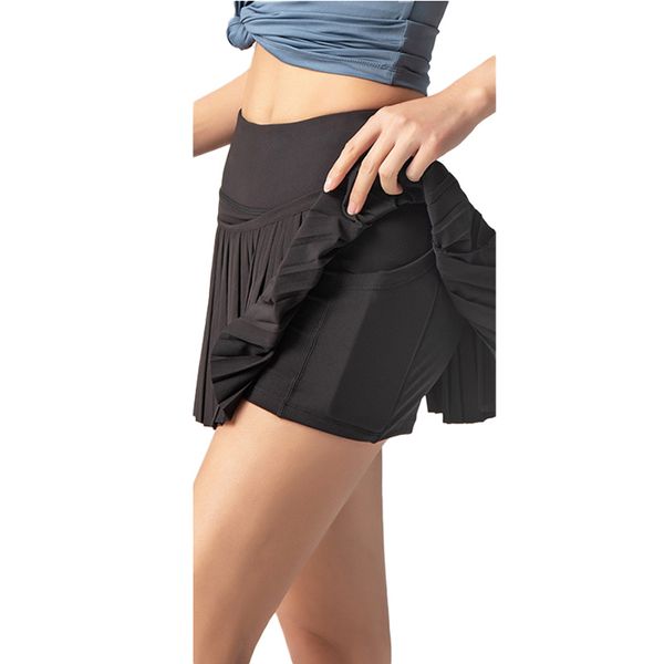 

high waist slimming tennis yoga skirt quick drying breathable running skirt, Black