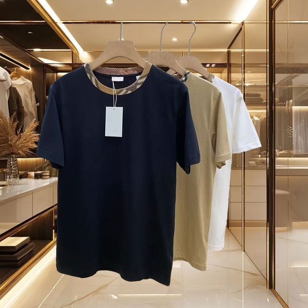 

High quality accountant women's clothing women's top women's T-shirt men's and women's T-shirt classic checkered top checkered round neck short sleeved shirt, Brown