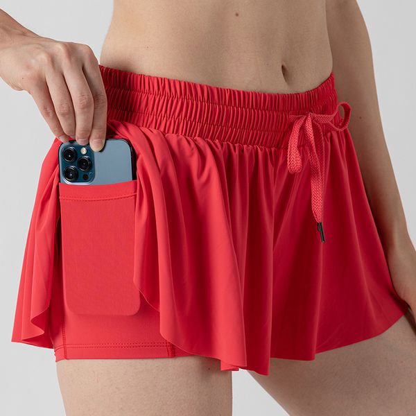 

fake twopiece split skirt with pockets tennis yoga sports skirt, Lavender