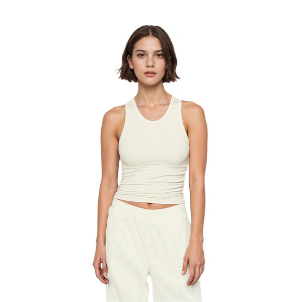 

high elasticity tight yoga vest underwear sports shockabsorbing gathering top, White