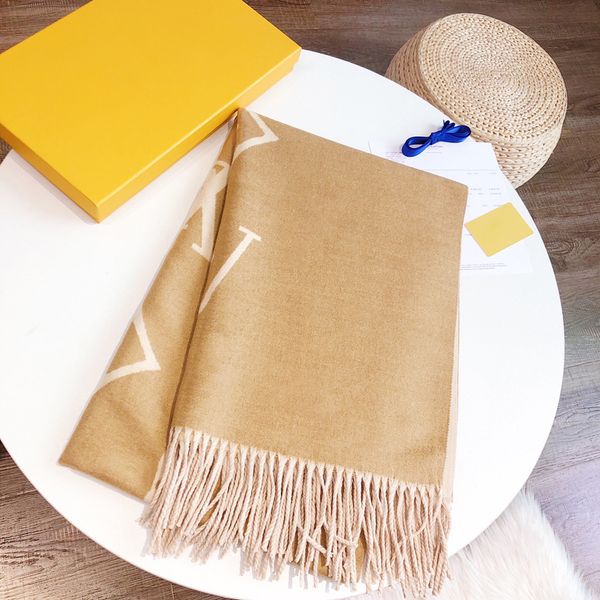 

Designer silk scarf for women scarf Thick warm wrap cashmere cotton scarf Fashion scarf Autumn and winter wool brown cream fashion new scarf