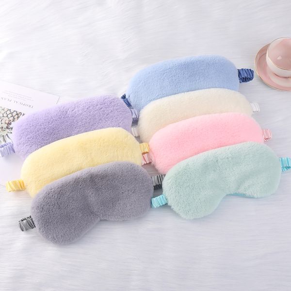 Sunshade sleeping comfort soft-fiber rabbit fur eye mask plush eye mask in stock cute home-use eye protection mask for sleeping purpose