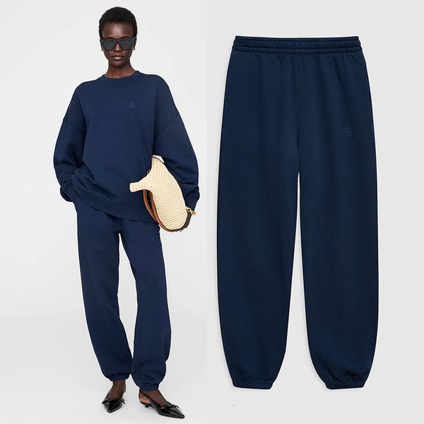 

Bing Women' Cotton Straight Pants aniness 25ss Early Autumn New Tide Classic Letter Embroidery Fleece Luxury Designer Casual Hoodie Pullover Sweatshirt Top Set tn, Gray