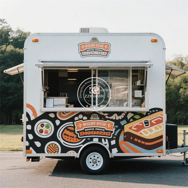Customized Fast Food Truck With Mobile Kitchen Concession Ice Cream Pizza Trailer Deep Fryer For Bakery