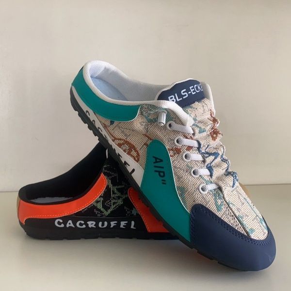 

Designer Shoe Baotou Half Support Shoes Men Cross-border Explosive Cloth Breathable Heelless Outdoor Casual Shoes A Slip-on Lazy Shoes, Black