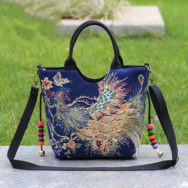 

designer bag AAA Bag, Ethnic Embroidered Bag, Canvas Peacock Pattern, Single - Shoulder Hand - Carry Cross - Body Bag, Fbnbb1-1