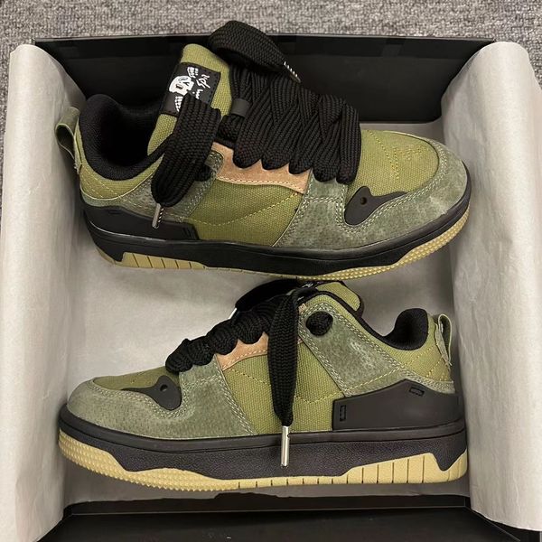 

Designer Shoe Free Shipping Men's Retro Niche Versatile American Genuine Leather Avocado Green Casual Shoes0015