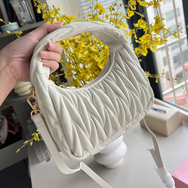 

Luxury Purses Leather Handbag Hobo Bag Mini Pochette Sheepskin high quality Genuine Leather With ZipperSmall Purse Shoulder Bags Designer Handbags For Women, White