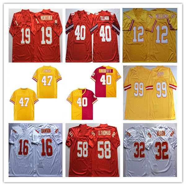 

Throwback American Football Jersey Derrick Thomas Pat Tillman Warren Sapp Mike Alstott Hardy Nickerson Lee Roy Selmon Len Dawson John Lynch Selmon Retro Shirt Sewn, As pic 1