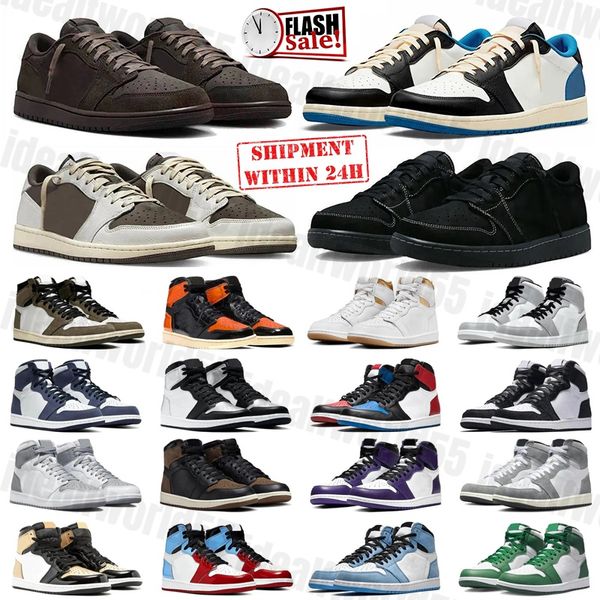 

Designer Mens Shoes High 1 Mocha Leather rubber Low womens sneakers Dark Black White University Blue Bred Patent Lucky Green Outdoor Sports mens Trainers, #24