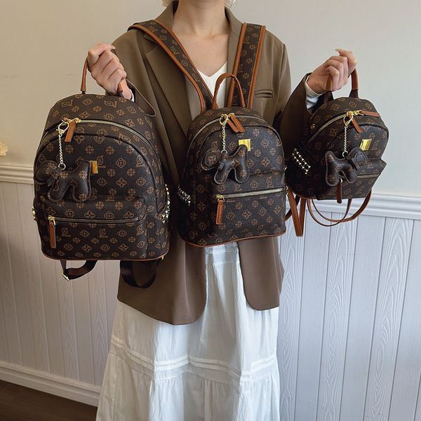 

Designer Bag Big Bag Women Backpack New Retro High Sense Fashion Printed Backpack Women Students Schoolbag 0524, Coffee-brown #