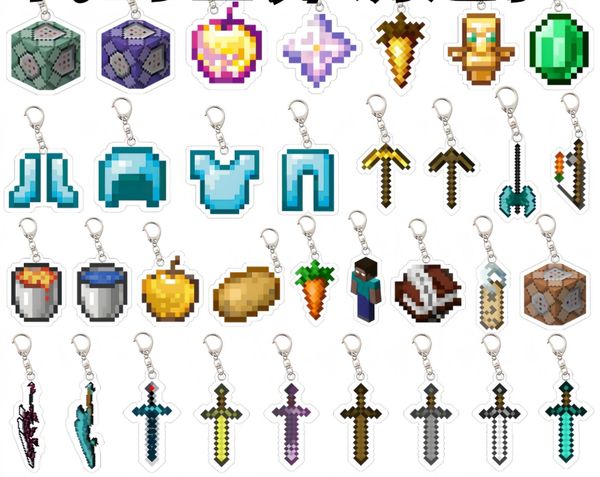 

My World Surrounding Keychain MC Undead Totem Diamond Sword Enchanted Gold Apple Student Bag Pendant Small Toy