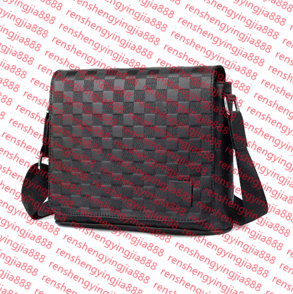

Casual Crossbody for Men's PU Leather Male Business Small Square Classic Pattern Messenger Bag Man Plaid Shoulder Bags, Black