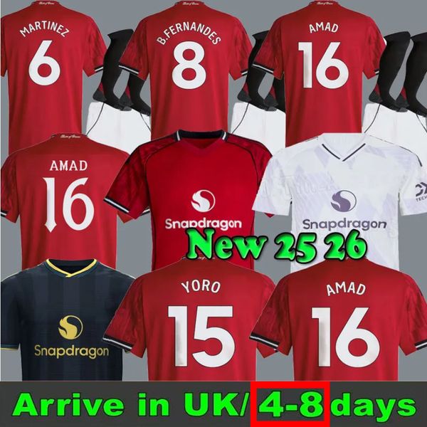 

baby kids kit mainoo 24 25 rashford united soccer jerseys antony martinez hojlund casemiro erien 2025 2026 football shirt tracuits martial b fernandes men, Black white