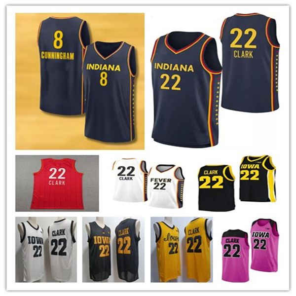 

Caitlin Clark Iowa College Basketball Jersey Stitched Fever Sophie Cunningham Jerseys Home Road Away Yellow Black White Navy Shirt, As pic 7