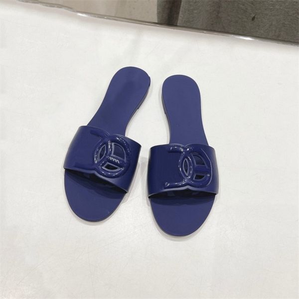 

with box 2025 new slides designer Slippers womans flat sandals Peep Toe Metal shoes Indoor home outdoor women sandal flat slipper slide, Color#7
