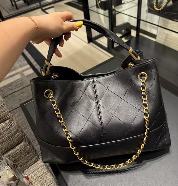 

Mirror designer bead made of suede and calf leather paired with vintage metal chains shoulder crossbody bag handbag, A3 31*28*12cm