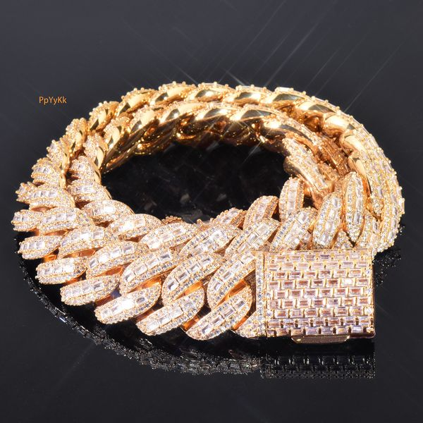 

20MM Luxury VVS Moissanite Iced Out Hip Hop Cuban Chain Streetwear Full Diamond High-End Versatile Statement Jewelry Pass the diamond tester