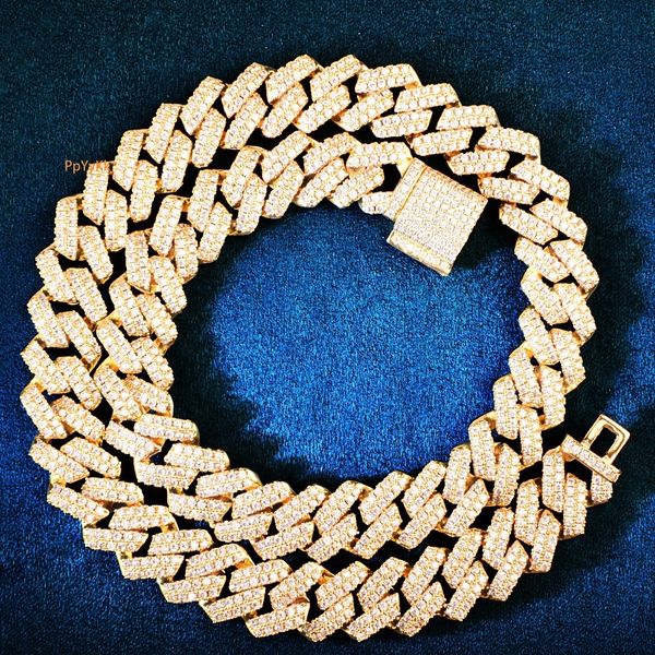 

14mm Luxury VVS Moissanite Iced Out Hip Hop Rhombus Cuban Chain Edgy Bling Multi-Size Statement Jewelry Pass the diamond tester