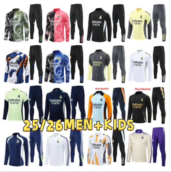 

2025 2026 BELLINGHAM Real training suit 25/26 Reals Madrids Long Sleeves men kids MBEPPA VINI JR football sportswear chandal futbol survetement, A1