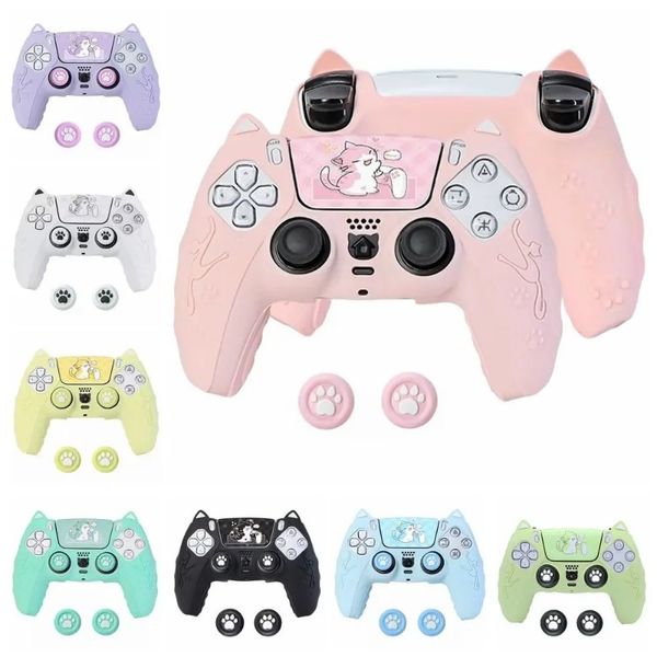 For PlayStation 5 PS5 Controller Rubber Case Protector Wireless Controller Shell Game Player Cover Extra Thick Silicone Skin Suit for DualSense Original Charger