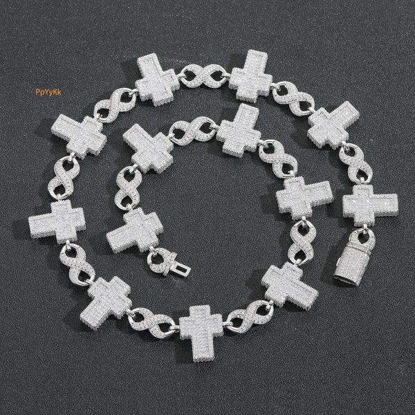 

Hip Hop Cross Figure 8 Cuban Chain Iced Out Moissanite Men's Niche Choker Accessory Pass the diamond tester