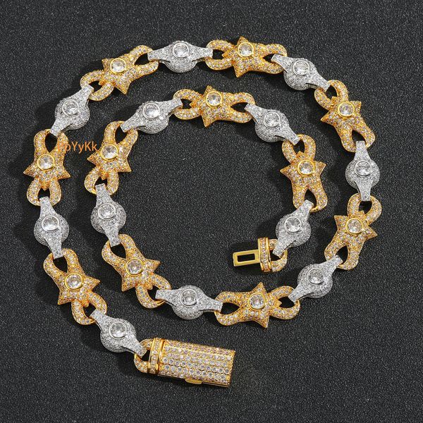 

New Hip Hop 10mm Eye Cuban Chain Two Tone Moissanite Iced Out Unisex Accessory Pass the diamond tester