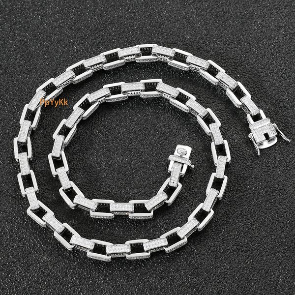 

Men Hiphop Iced Out Box Chain VVS Moissanite Circle Clasp Diamond Paved Trendy Luxury High Quality Necklace Pass the diamond tester