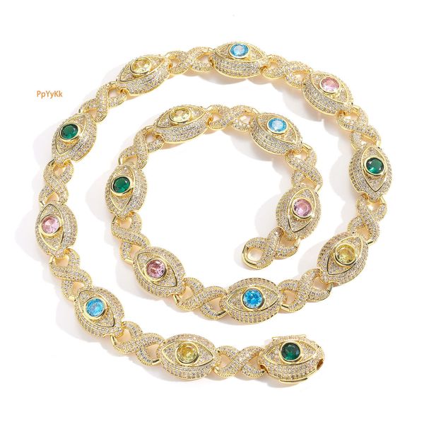 

14mm Eye Infinite Link Hip Hop Necklace VVS Moissanite 8 Link Cuban Chain Men Pass the diamond tester