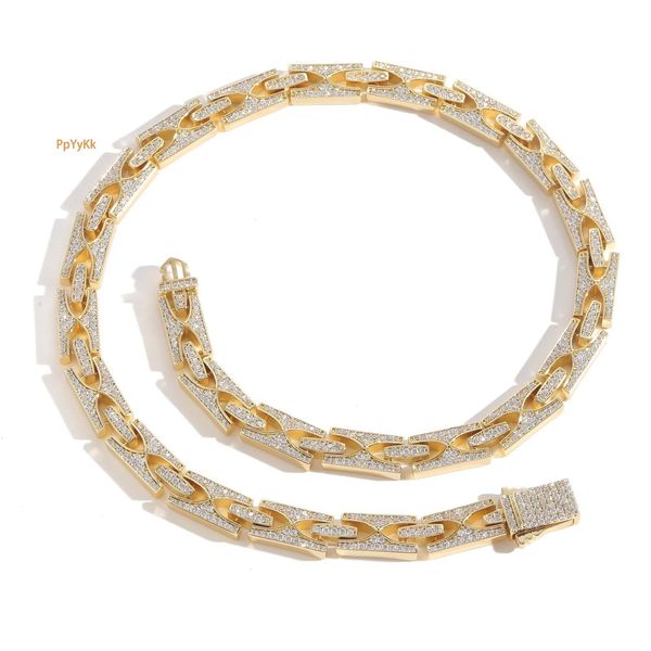 

New H Shaped 10mm Spring Clasp Design Cuban Link Chain Iced Out VVS Moissanite Trendy Men's Accessory Necklace Pass the diamond tester