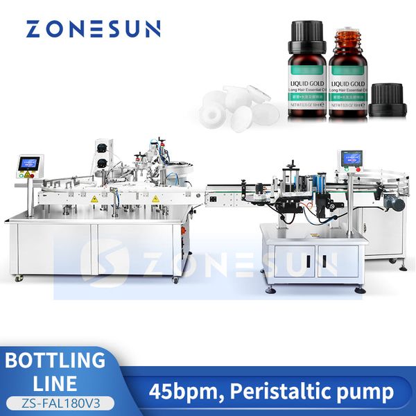 ZONESUN ZS-FAL180V3 Fully Automatic Car Ceramic Coating Bottling Line Integrated Filling, Capping Labeling Collecting System for Automotive Detailing Products