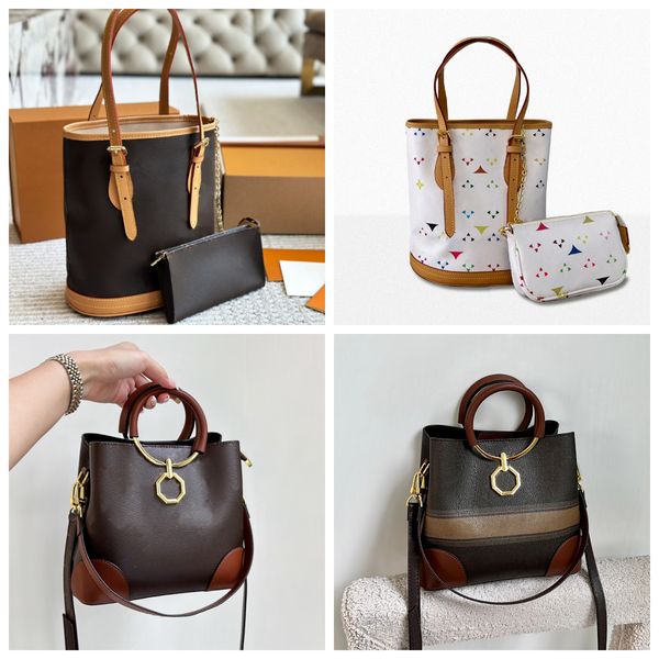 

Mirror Retro Women's Designer Mini Top Brown Printed Tote Shoulder Rainbow Pattern Handbags Fashion Hundred Bucket Shopping Bag, Lkj03 23*25cm