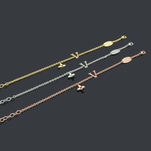 

Women Fashion Designer Bracelets Necklace Earrings 18K Gold Plated Simple Letter Stainless Steel Classic Bracelet Luxury Jewelry