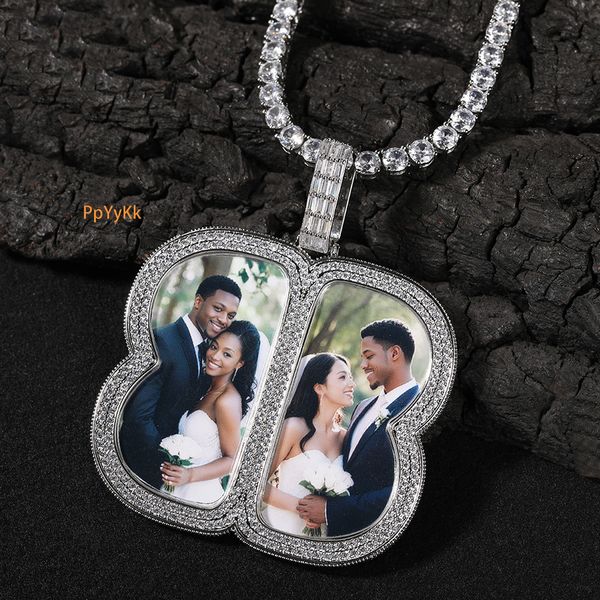 

Luxury Jewelry Hip Hop Cool New Photo Pendant Personalized Creative Iced Out Light Luxury Geometric Photo Necklace High Quality Pass the diamond tester