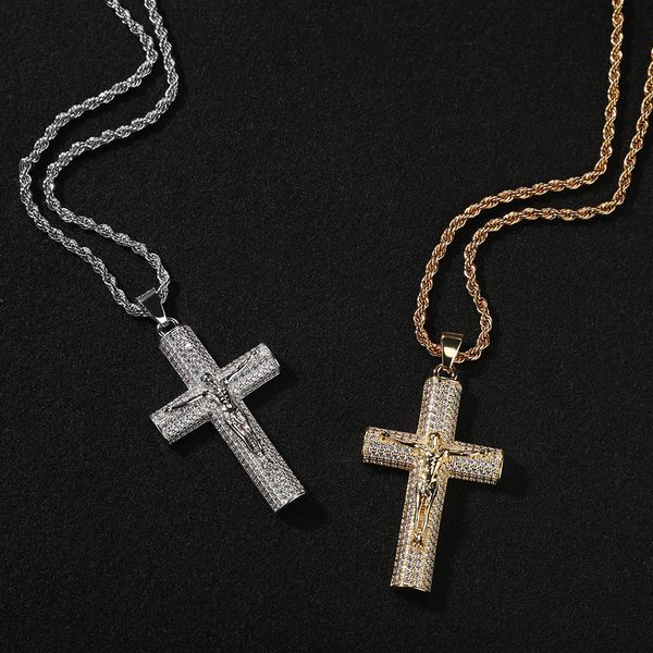 

Luxury Jewelry Light Luxury Iced Out Cross Pendant Necklace VVS Moissanite Streetwear Hip Hop Necklace Men's Rap Accessory Pass the diamond tester