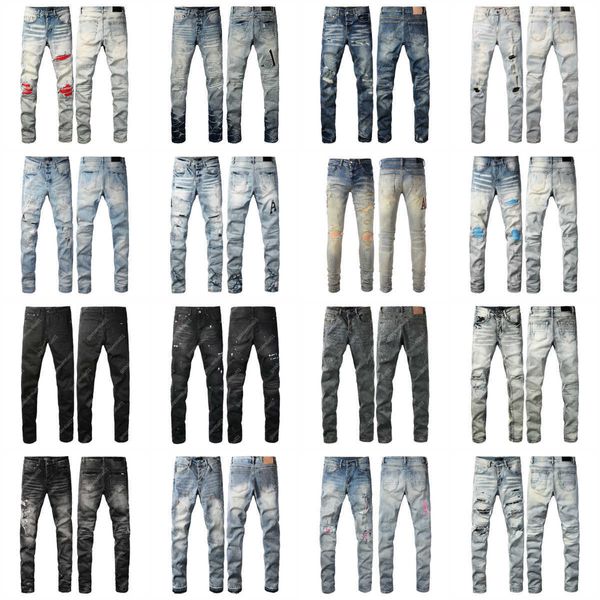 Designer purples Jean For Mens purpler Denim Jean letters pants Denim Trousers Mens high quality Stretch Slim Hip Hop purples jeans Biker Motorcycle Jean