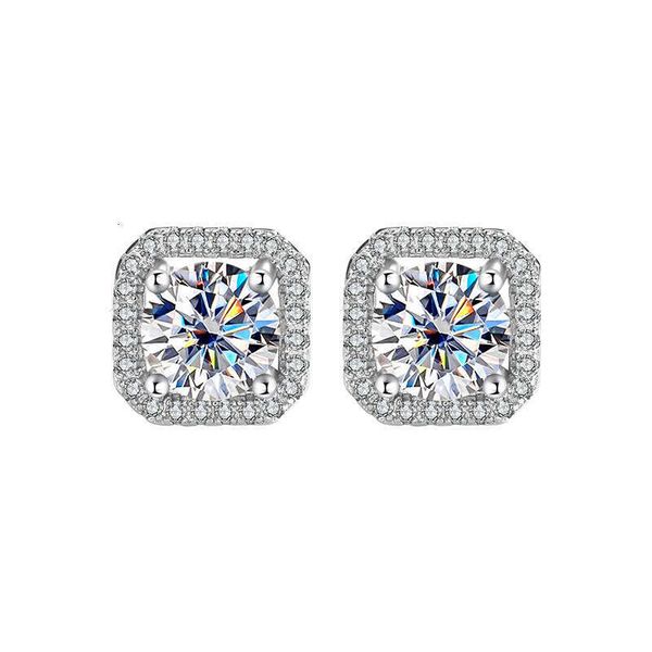 

With Certificate Pass Diamond Tester VVS1 D Color Moissanite Earrings Snowflake Square Bag Moissanite Ear Ring For Women Designer Jewelry Christmas Gift