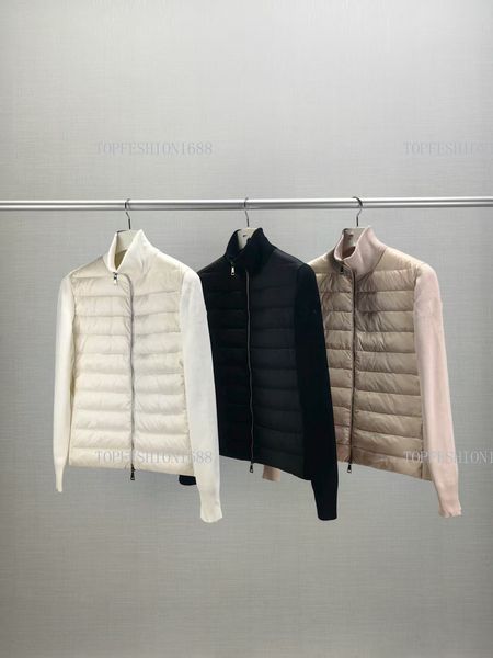 

women jacket mens puffer jacket Winter jacket Wool sleeve splicing stand collar designer brand clothing warm fashion jackets outdoor womens jackets asian size 0-4, Black