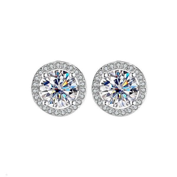 

With Certificate Pass Diamond Tester VVS1 D Color Moissanite Earrings Snowflake Circle Moissanite Ear Ring For Women Designer Jewelry Christmas Gift
