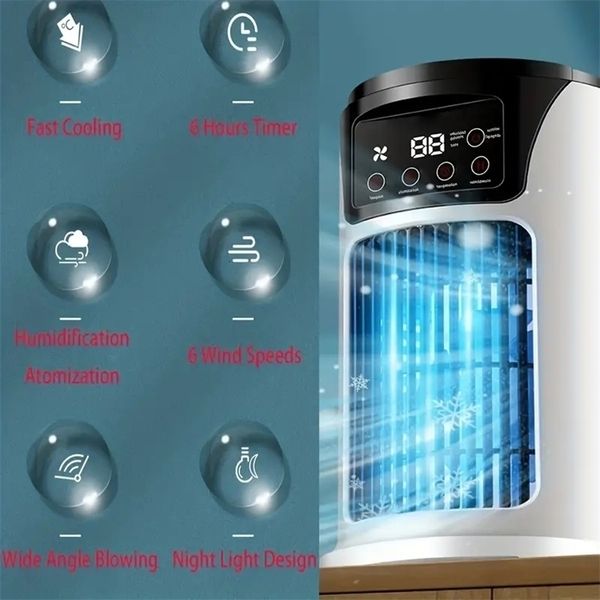 Other Home Garden Portable Smart Ac Air Conditioner With 7 LED Lights Mini USB Air Conditioner Cooling Cooler Fan For Home Office 230821