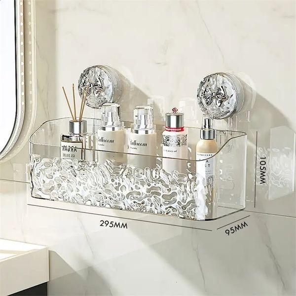 Lightweight style glacier patterned suction cup holder bathroom suction cup storage rack free stamping sorting box 241217