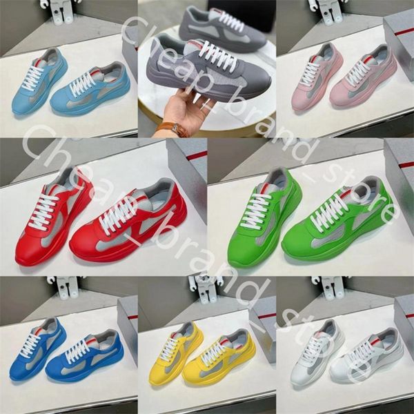 

With Box 2025 New Classic Women Designer Sneakers Mesh Nylon Outdoor Mens Trainers Womens Casual Shoes Americas Cup Patent Leather Fashion Out Office Sneaker, Black