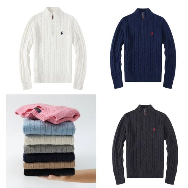 

Men' Polo Sweaters Half zip up Men women knitted sweater pull Designer Cotton Embroidery coat Design Casual jumpers Fashion, No.1 zip up