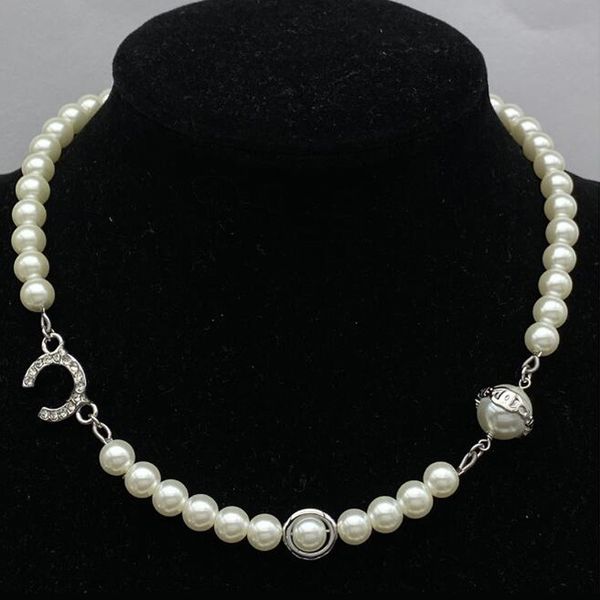 

Women Jewelry Metal Fashion Designer Pearl Necklace Gold Letter Pendant Necklace Chan Jewelry Gifts