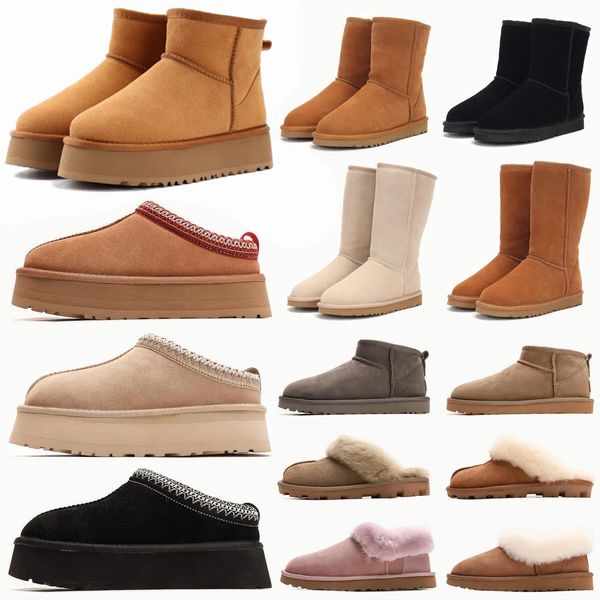 

Tasman slippers tazz mustard seed Chestnut Sand Fur Slides Sheepskin Classic Ultra Mini Platform Boot Winter Women Men Slip-on Shoes Suede Upper Wool Ankle Booties, Grey