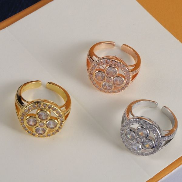 

Luxury Diamond Ring Classic Design Women's Open Ring High Quality Wedding and Party Jewelry Holiday Gift